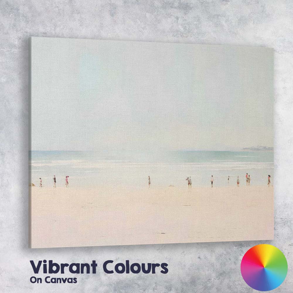 Minimalist Beach Walkers Tranquil Coastal Horizon Contemporary Landscape Canvas Wall Art Print Decor Picture Ready to Hang