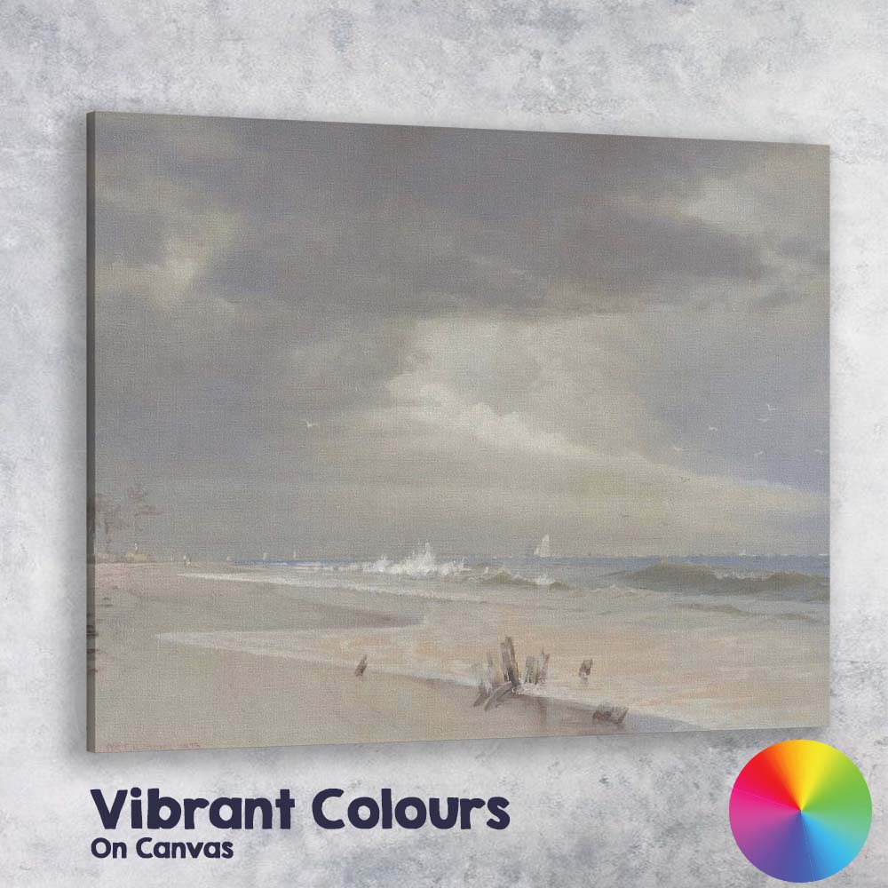Moody Stormy Beach Seascape Coastal Sky Landscape Canvas Wall Art Print Decor Picture Ready to Hang