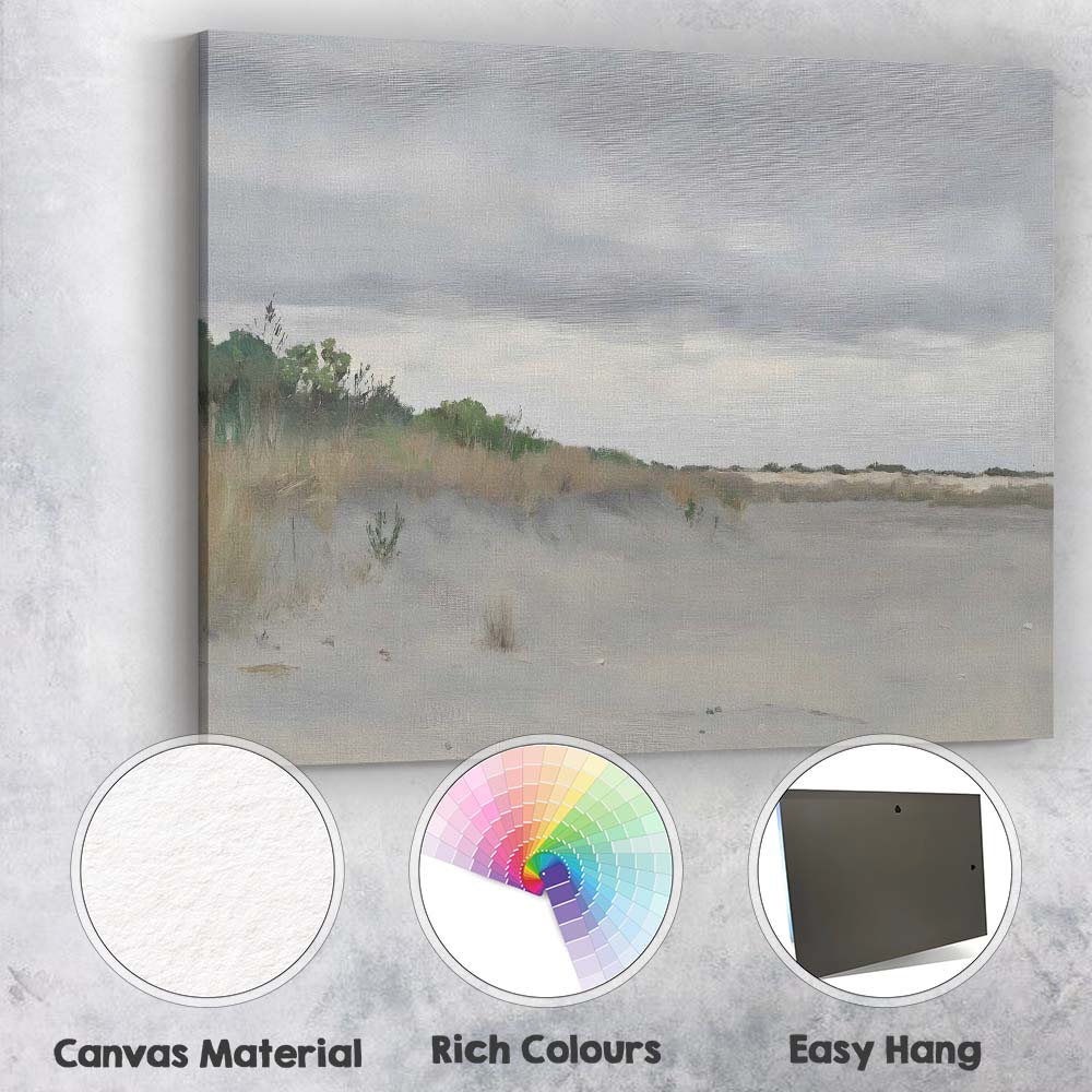Calm Coastal Sand Dunes Beach Landscape Canvas Wall Art Print Decor Picture Ready to Hang