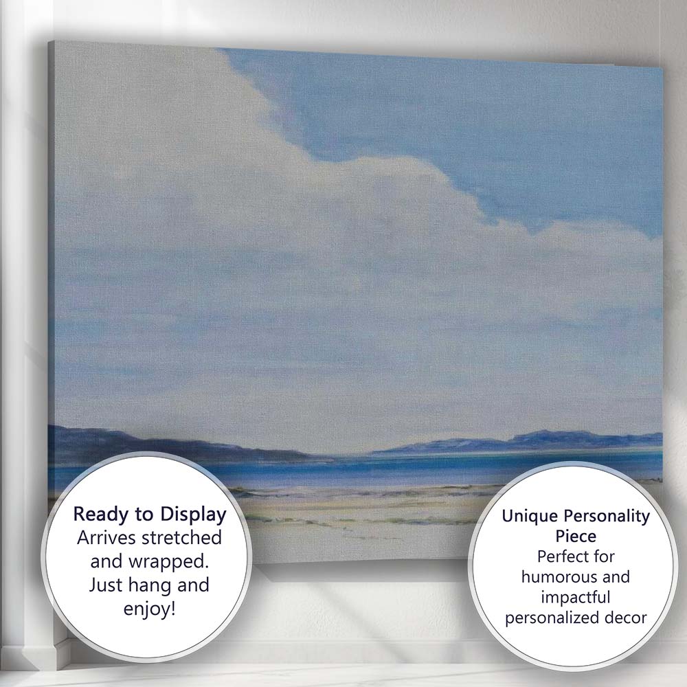Minimalist Blue Coastal Horizon Beach Seascape Canvas Wall Art Print Decor Picture Ready to Hang