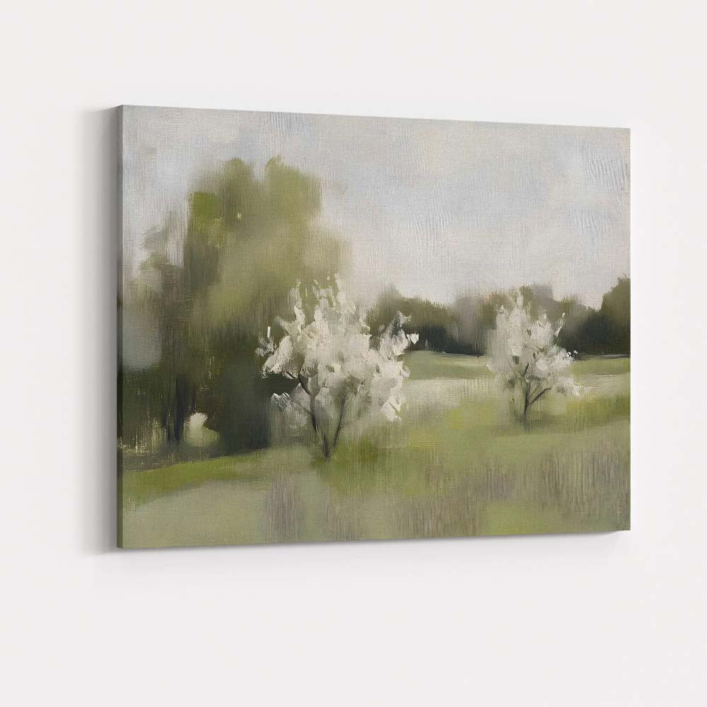 Soft Impressionist White Blossom Orchard Spring Landscape Canvas Wall Art Print Decor Picture Ready to Hang