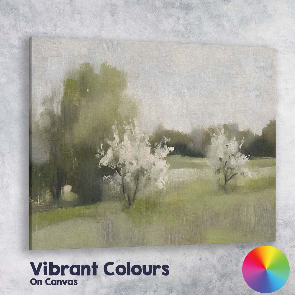 Soft Impressionist White Blossom Orchard Spring Landscape Canvas Wall Art Print Decor Picture Ready to Hang