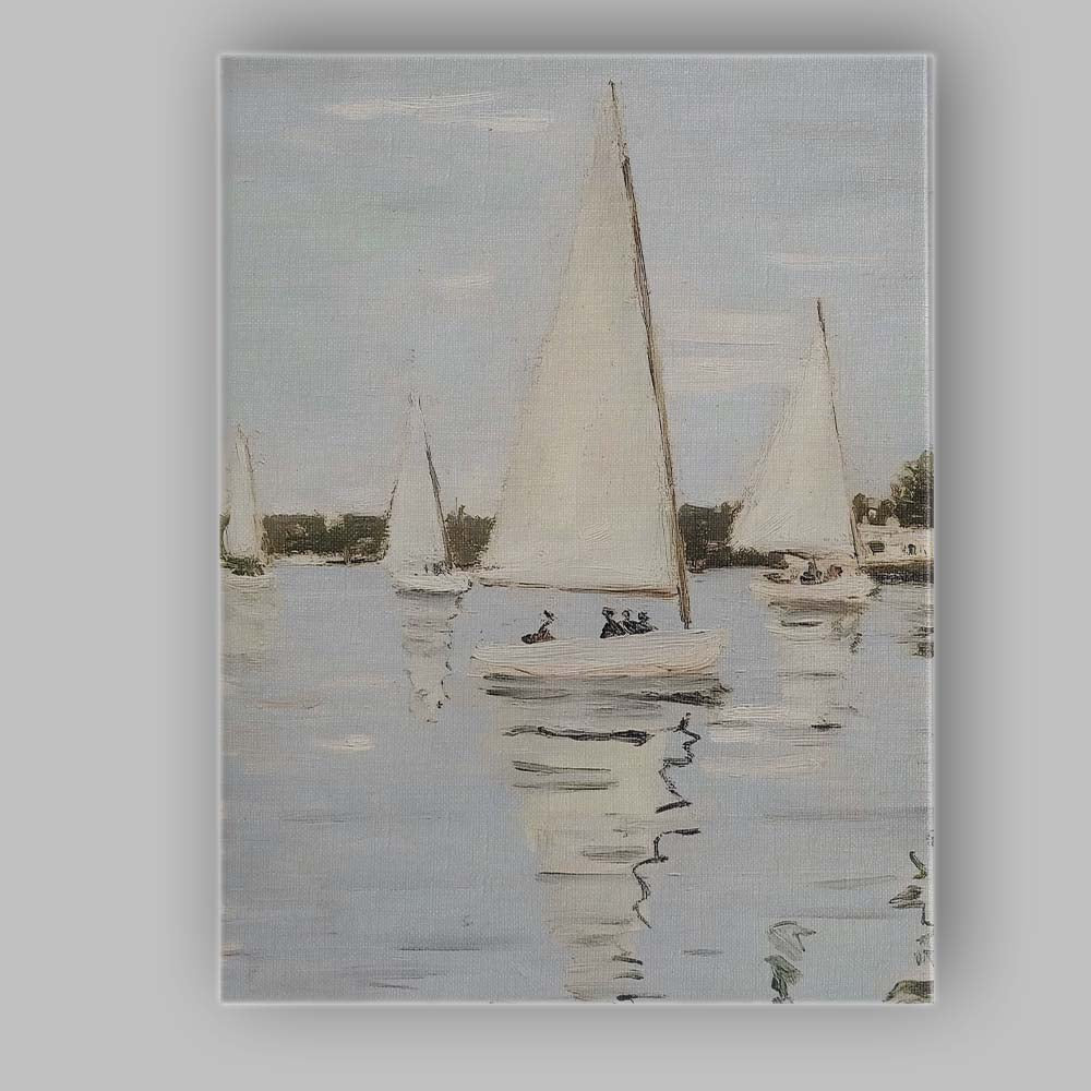 Minimalist White Sailboats Calm Harbour Seascape Canvas Wall Art Print Decor Picture Ready to Hang
