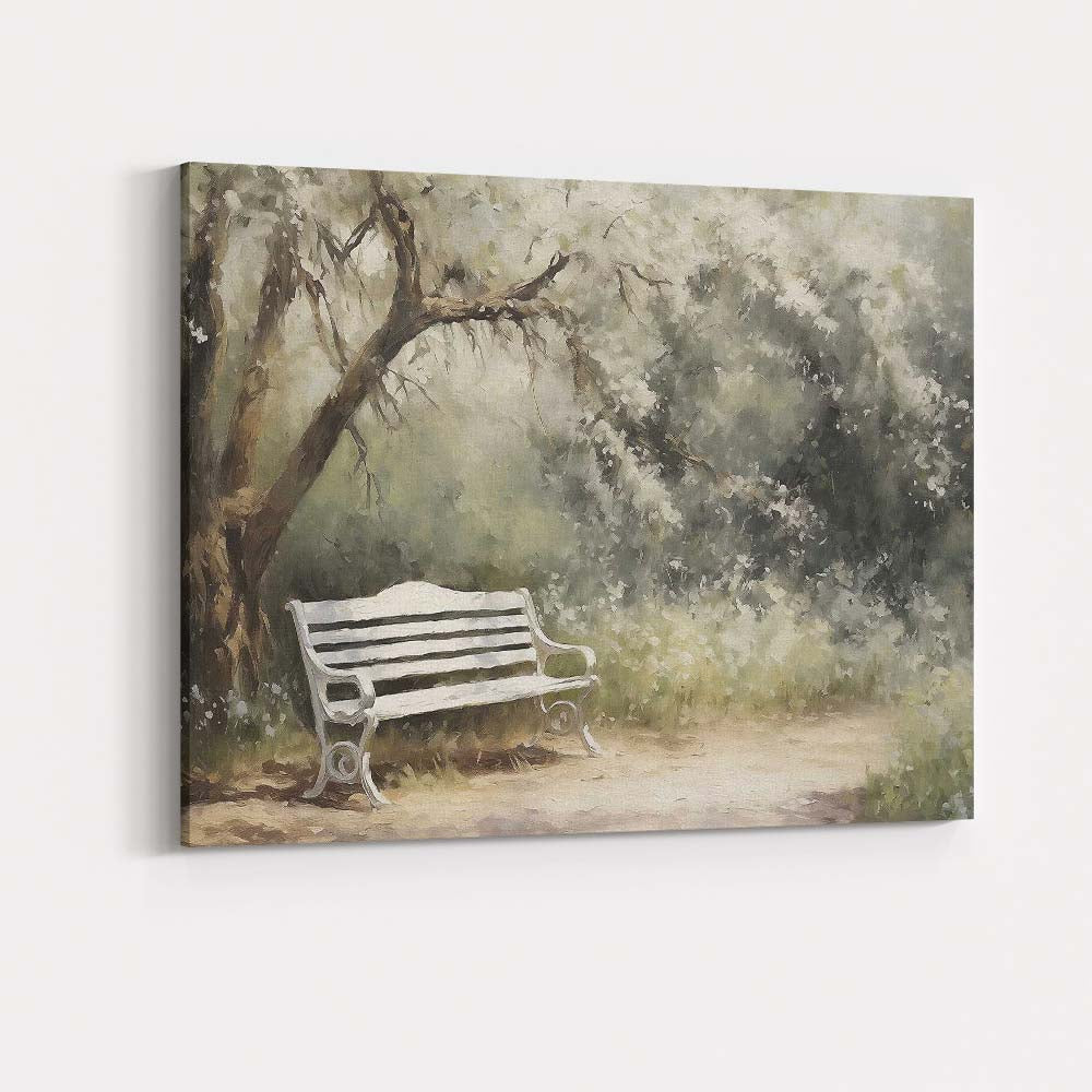 Peaceful Garden Bench Woodland Sunlight Landscape Canvas Wall Art Print Decor Picture Ready to Hang