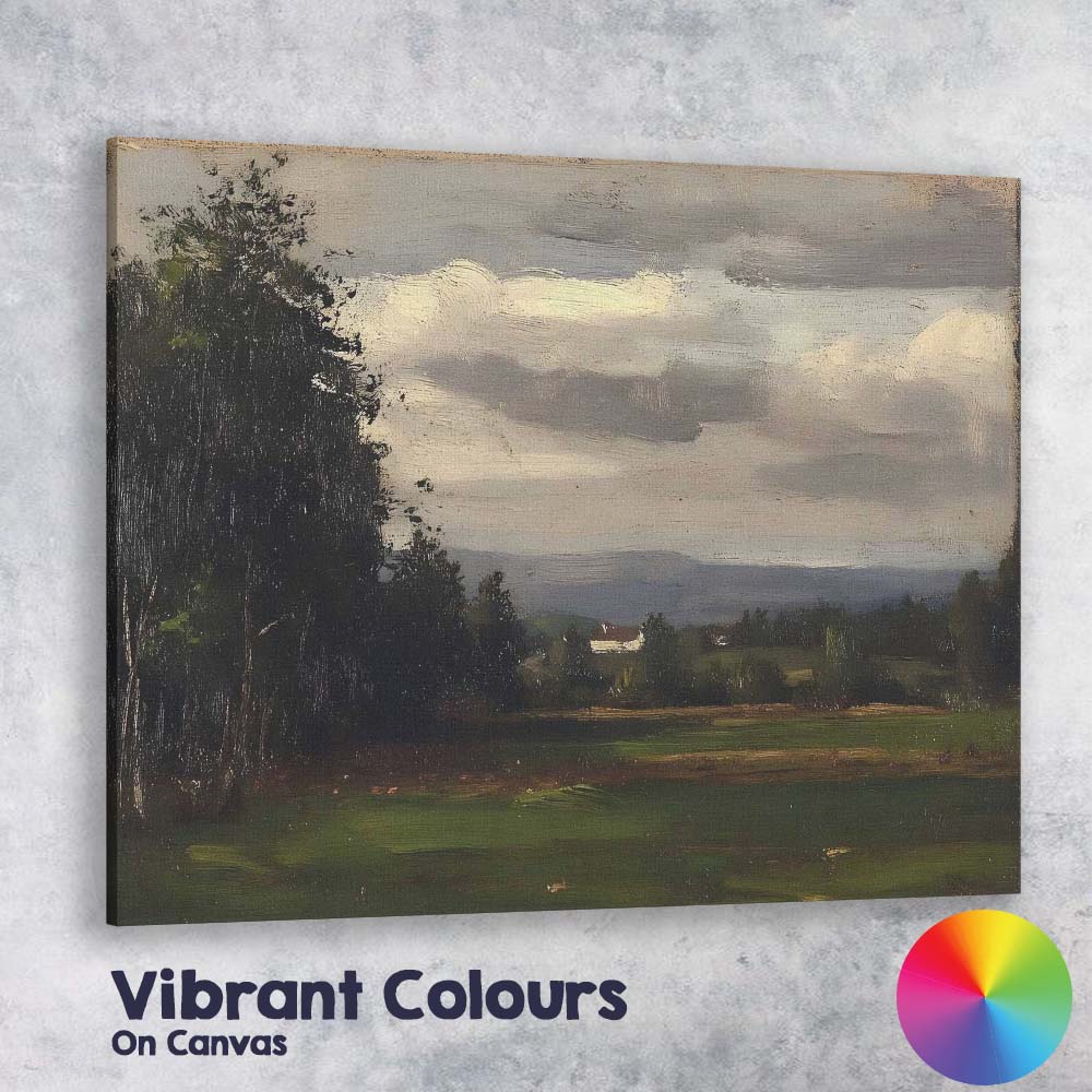 Moody Impressionist Countryside Landscape Dark Woodland Meadow Canvas Wall Art Print Decor Picture Ready to Hang