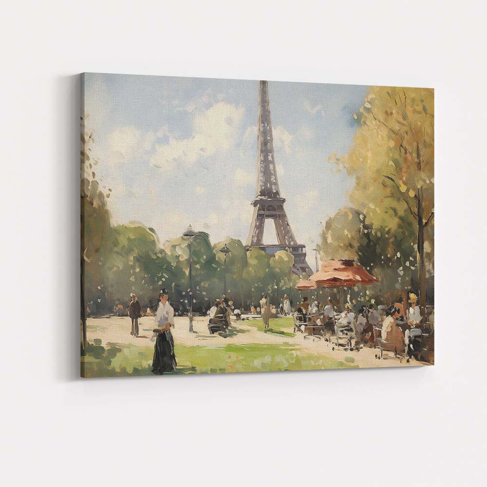 Paris Eiffel Tower Sunny Park Impressionist Cityscape Canvas Wall Art Print Decor Picture Ready to Hang