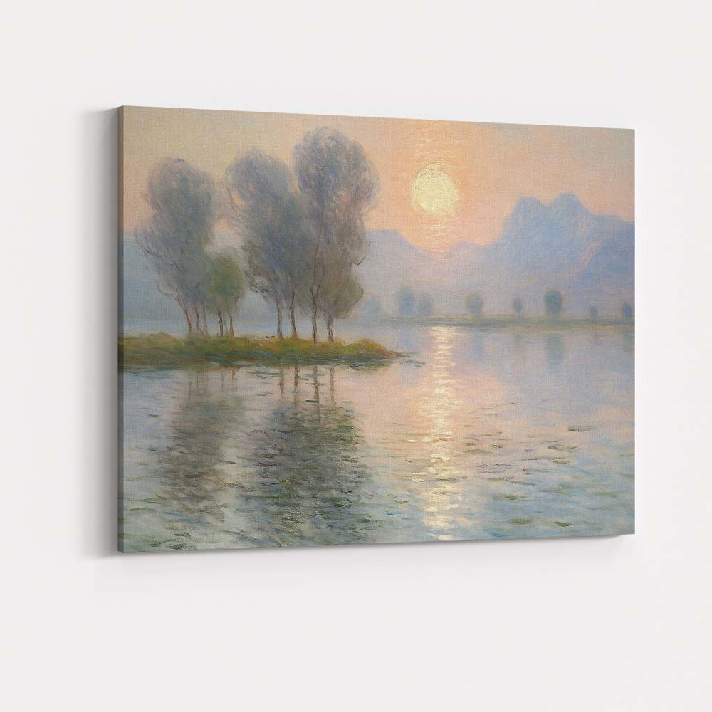 Dreamy Pastel Sunrise Lake Mountain Reflection Impressionist Landscape Canvas Wall Art Print Decor Picture Ready to Hang