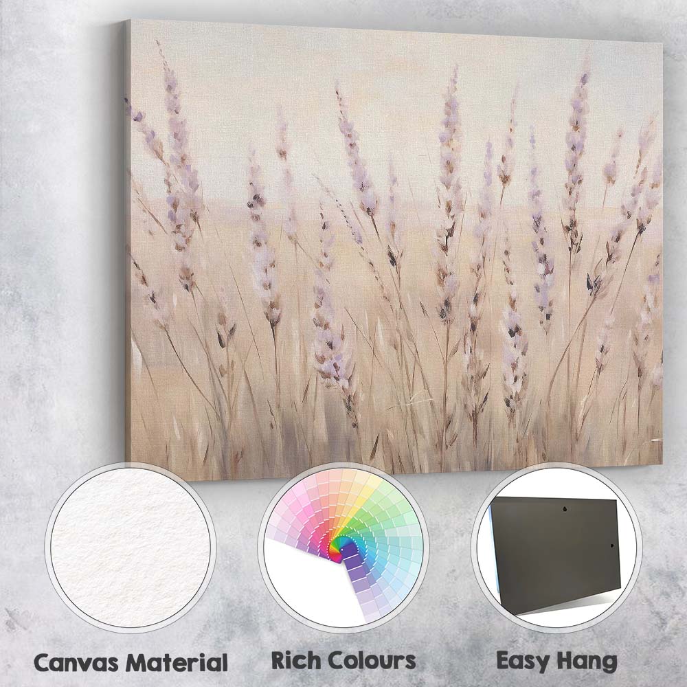 Soft Lavender Meadow Botanical Floral Watercolour Canvas Wall Art Print Decor Picture Ready to Hang