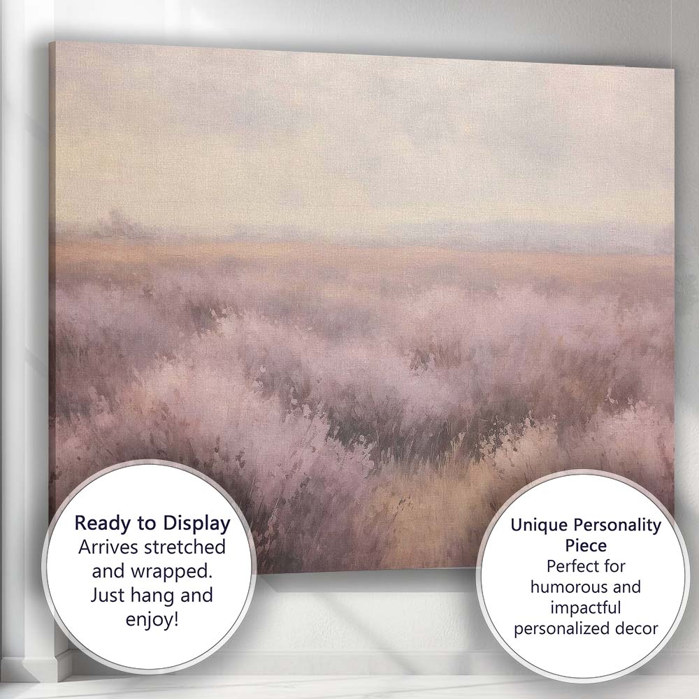 Soft Lavender Heather Moorland Countryside Landscape Canvas Wall Art Print Decor Picture Ready to Hang