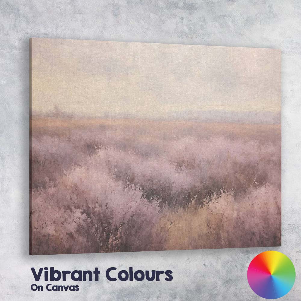 Soft Lavender Heather Moorland Countryside Landscape Canvas Wall Art Print Decor Picture Ready to Hang