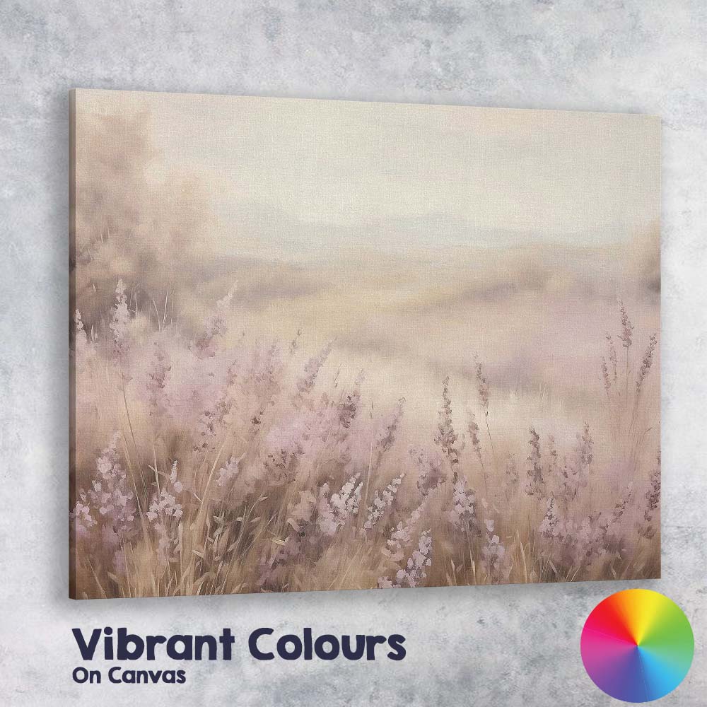 Ethereal Pink Wildflower Lakeside Mist Landscape Canvas Wall Art Print Decor Picture Ready to Hang