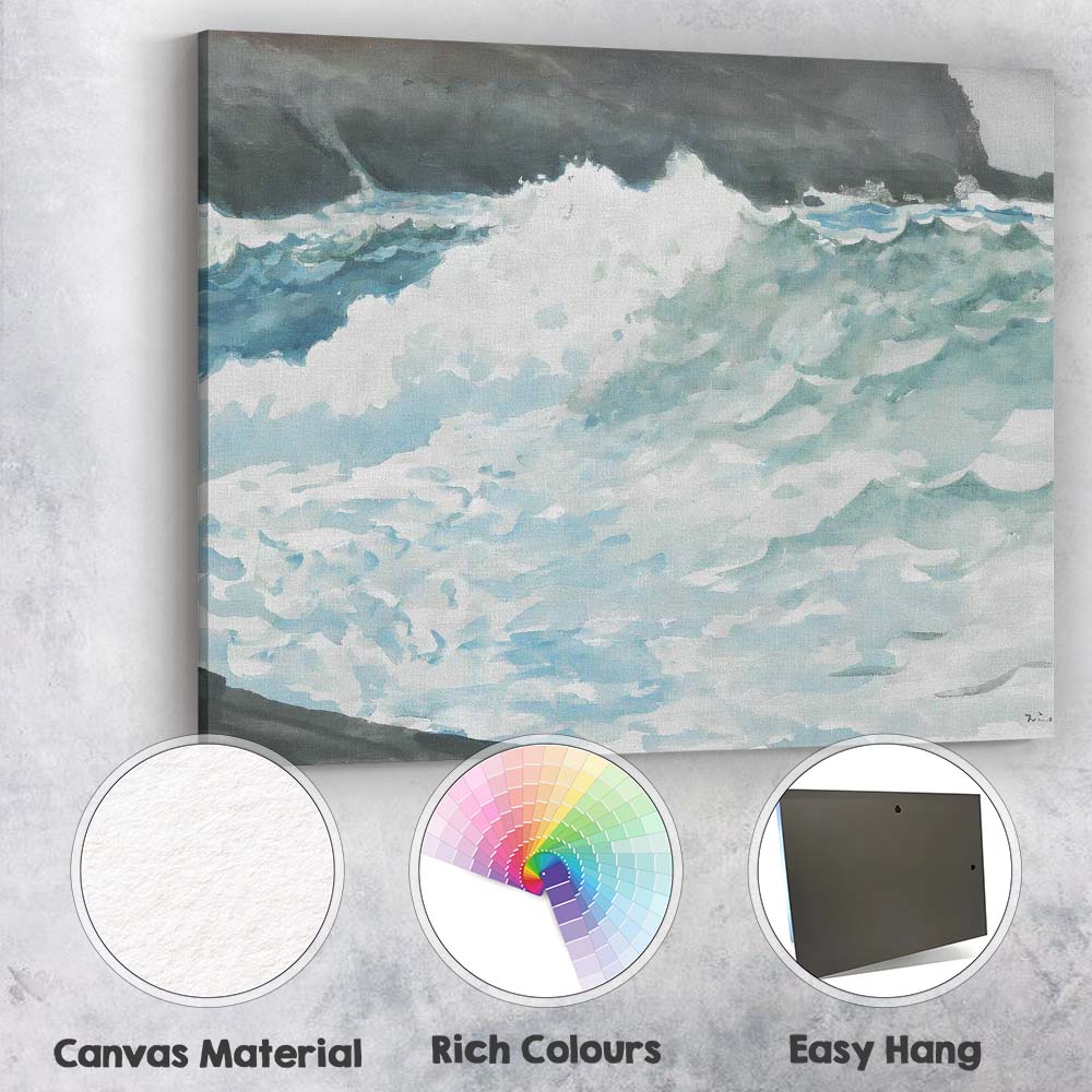 Expressive Watercolour Ocean Surf Coastal Waves Canvas Wall Art Print Decor Picture Ready to Hang