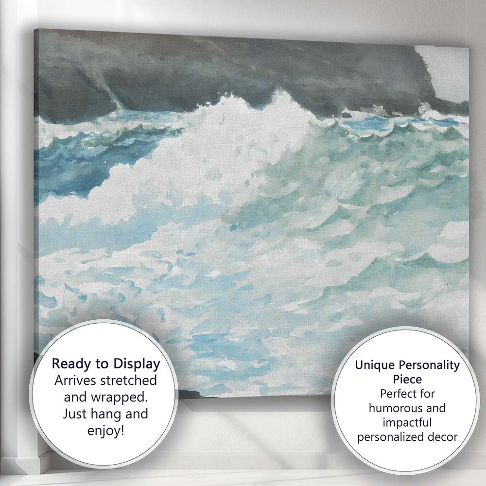 Expressive Watercolour Ocean Surf Coastal Waves Canvas Wall Art Print Decor Picture Ready to Hang