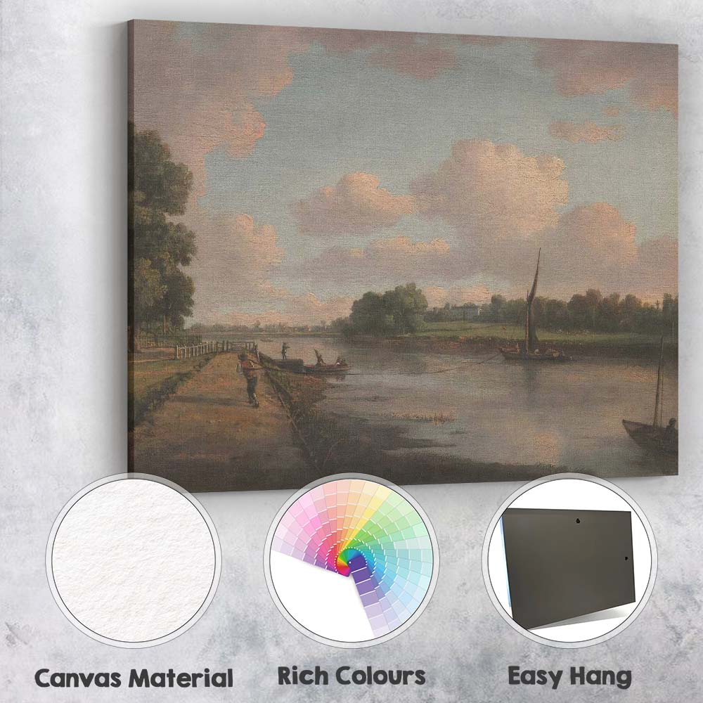Pastel River Estuary Sailboat Country Landscape Painting Canvas Wall Art Print Decor Picture Ready to Hang