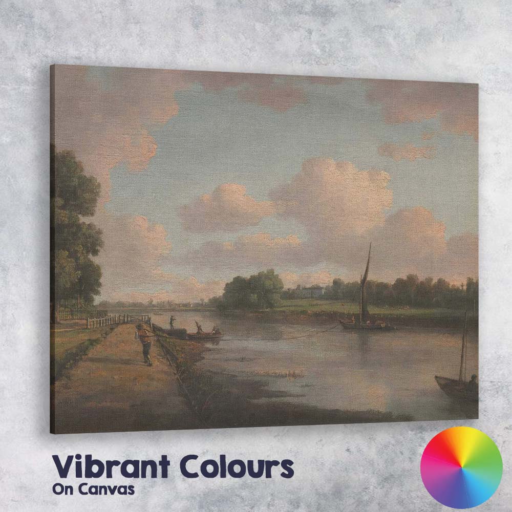 Pastel River Estuary Sailboat Country Landscape Painting Canvas Wall Art Print Decor Picture Ready to Hang