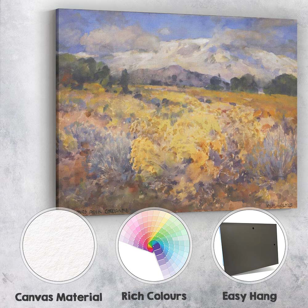 Golden Wildflower Meadow Mountain Watercolour Landscape Canvas Wall Art Print Decor Picture Ready to Hang