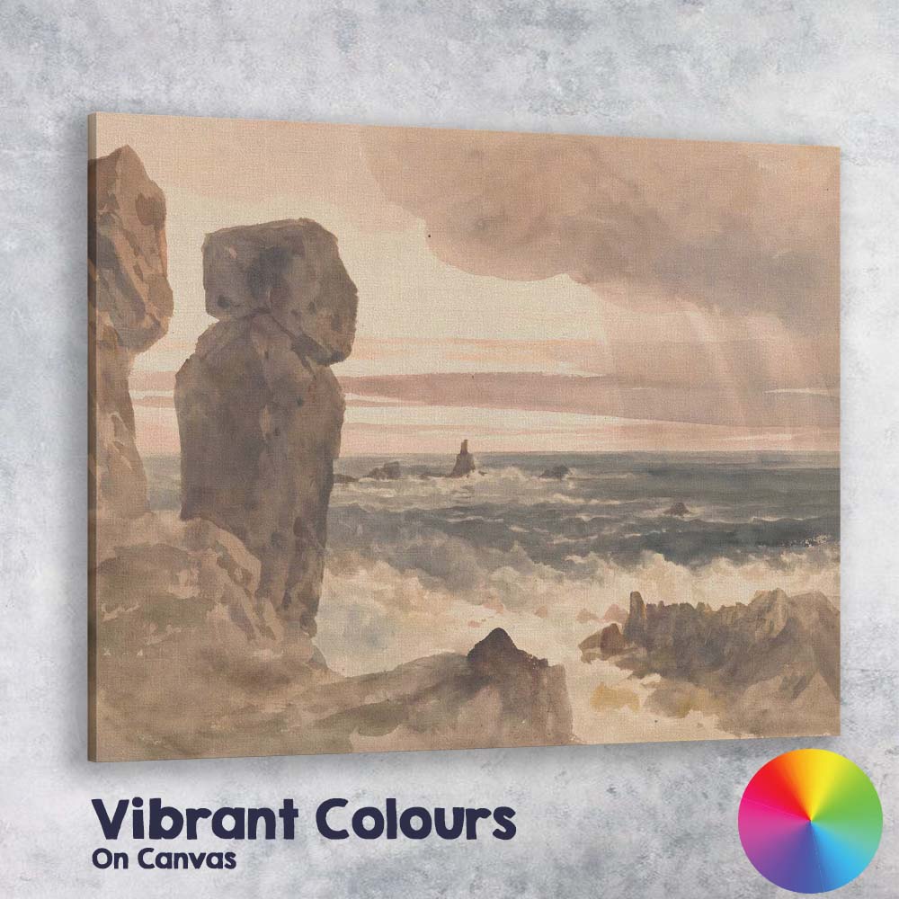 Stormy Seascape Coastal Cliffs Watercolour Landscape Canvas Wall Art Print Decor Picture Ready to Hang