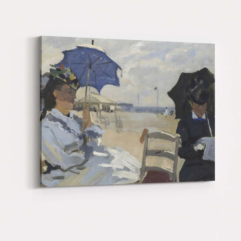 Impressionist Ladies With Parasols Seaside Beach Scene Canvas Wall Art Print Decor Picture Ready to Hang