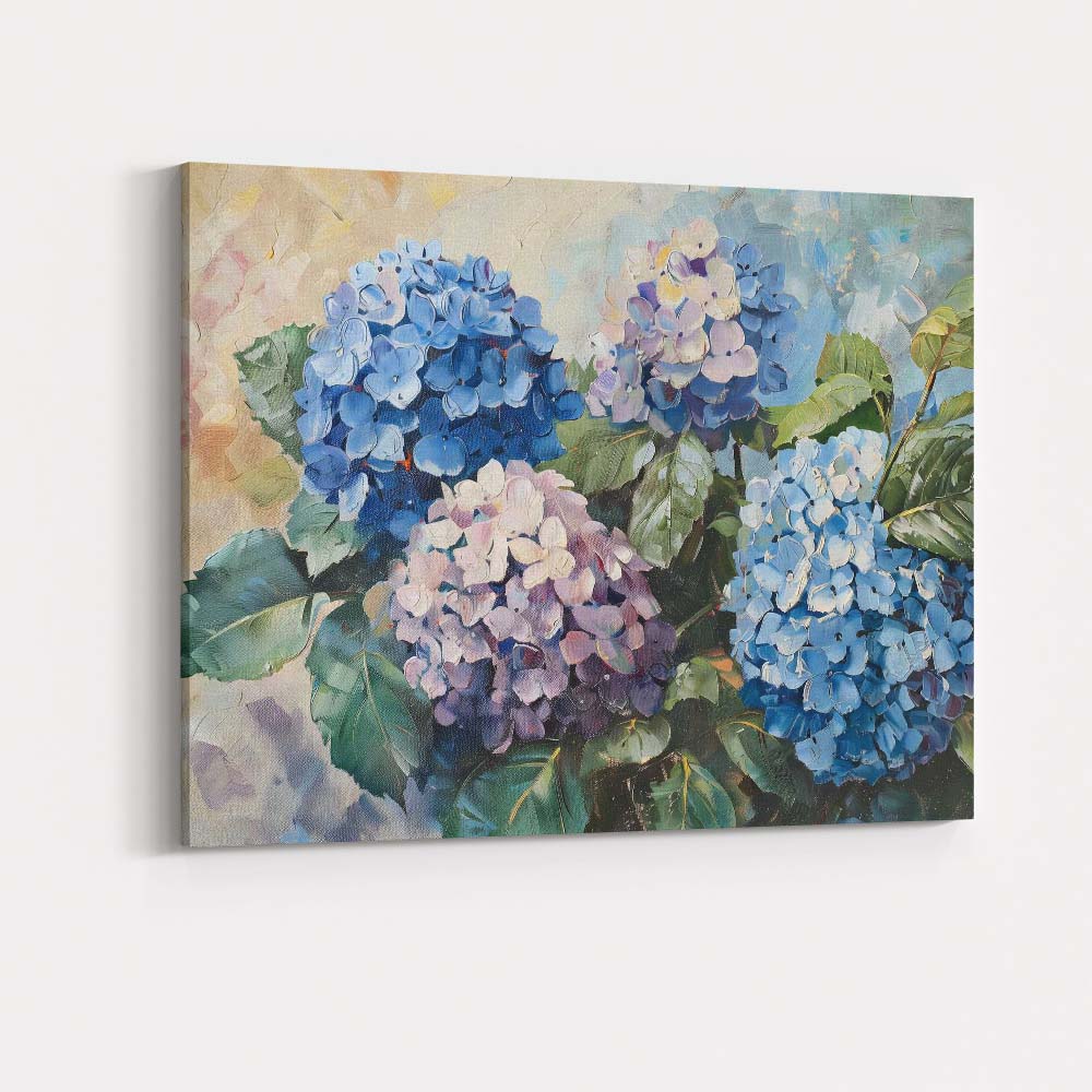 Blue Pink Hydrangea Bloom Botanical Floral Painting Canvas Wall Art Print Decor Picture Ready to Hang