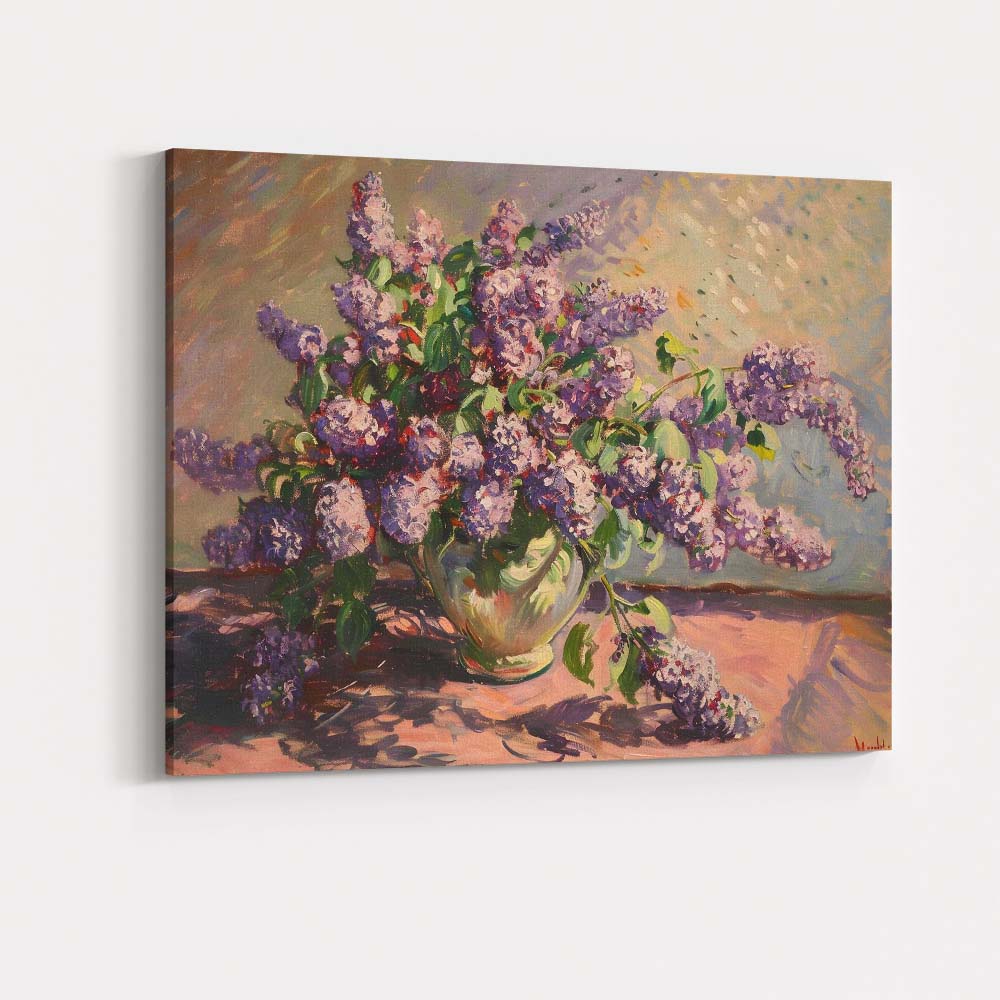 Lavender Lilac Bouquet In Glass Vase Impressionist Floral Still Life Canvas Wall Art Print Decor Picture Ready to Hang