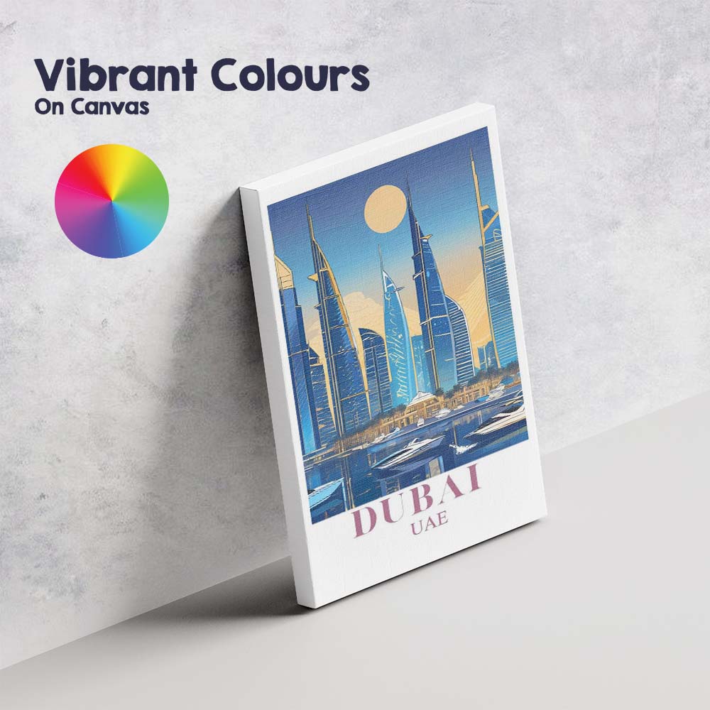 Dubai Modern Skyline Marina Luxury Travel Poster Canvas Wall Art Print Decor Picture Ready to Hang