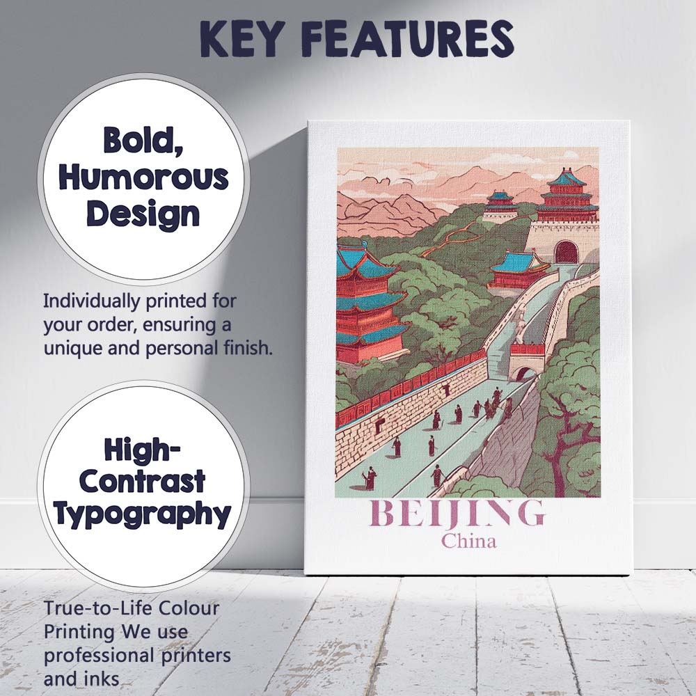 Beijing Ancient City Gate Imperial Architecture Travel Poster Canvas Wall Art Print Decor Picture Ready to Hang