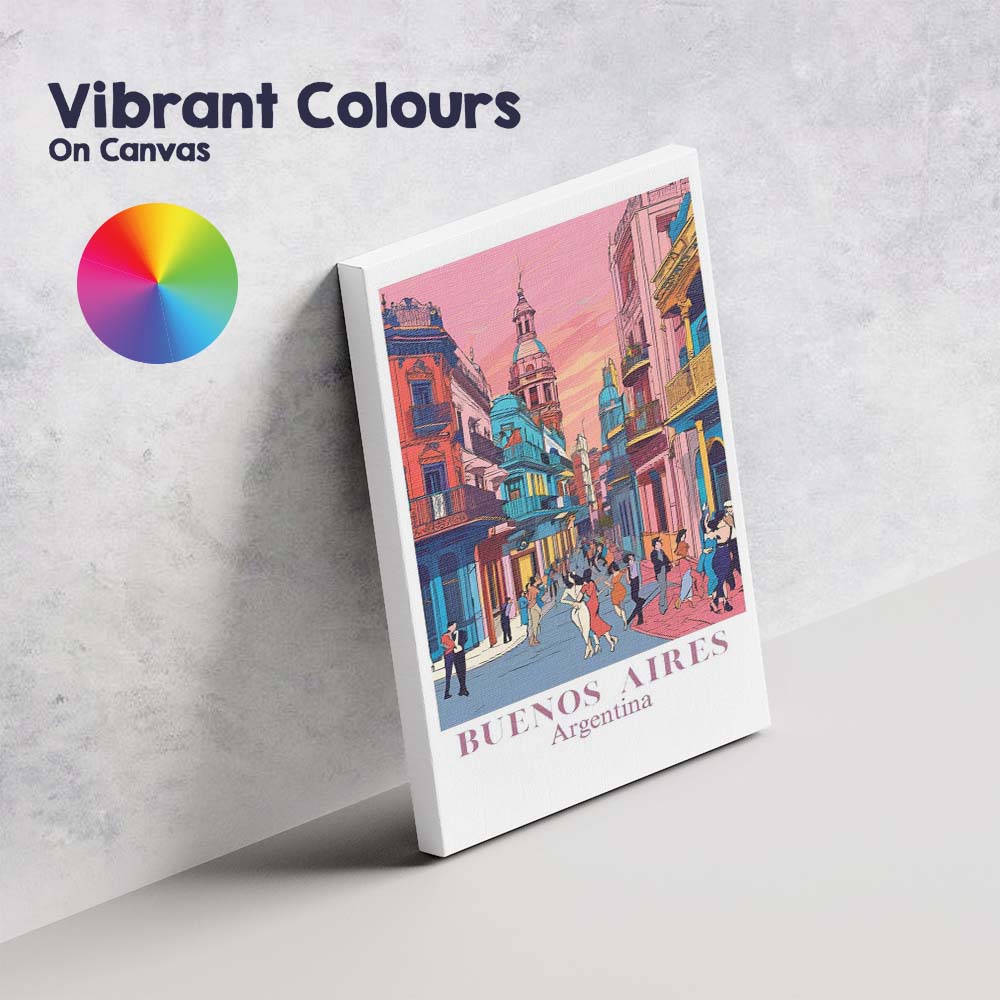 Colourful Buenos Aires Argentina Colonial Street Dance Travel Poster Canvas Wall Art Print Decor Picture Ready to Hang