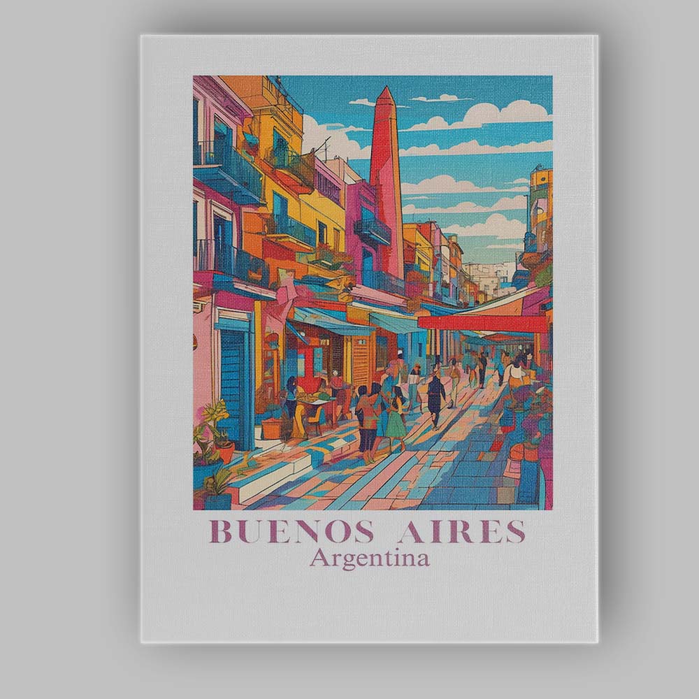 Vibrant Buenos Aires Argentina Colourful Street Market Travel Poster Canvas Wall Art Print Decor Picture Ready to Hang