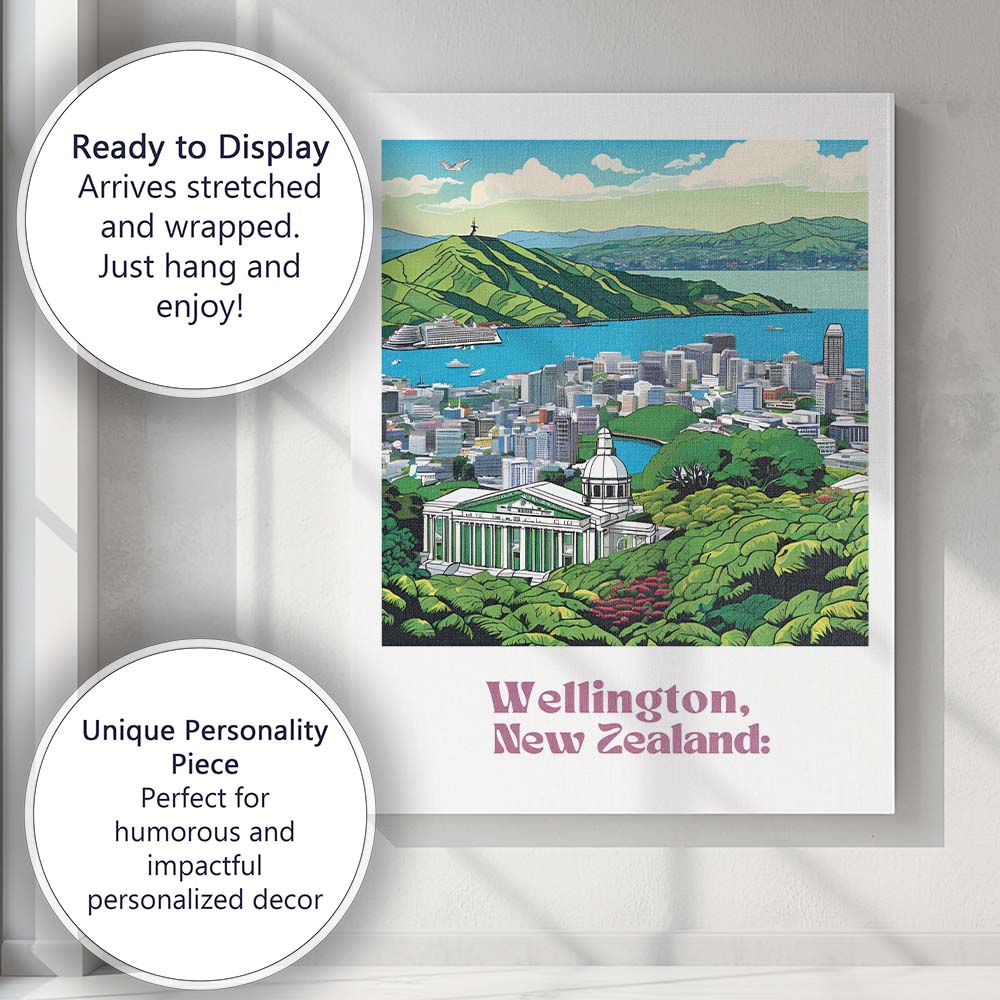 Wellington Harbour Hills Panoramic Cityscape Travel Poster Canvas Wall Art Print Decor Picture Ready to Hang