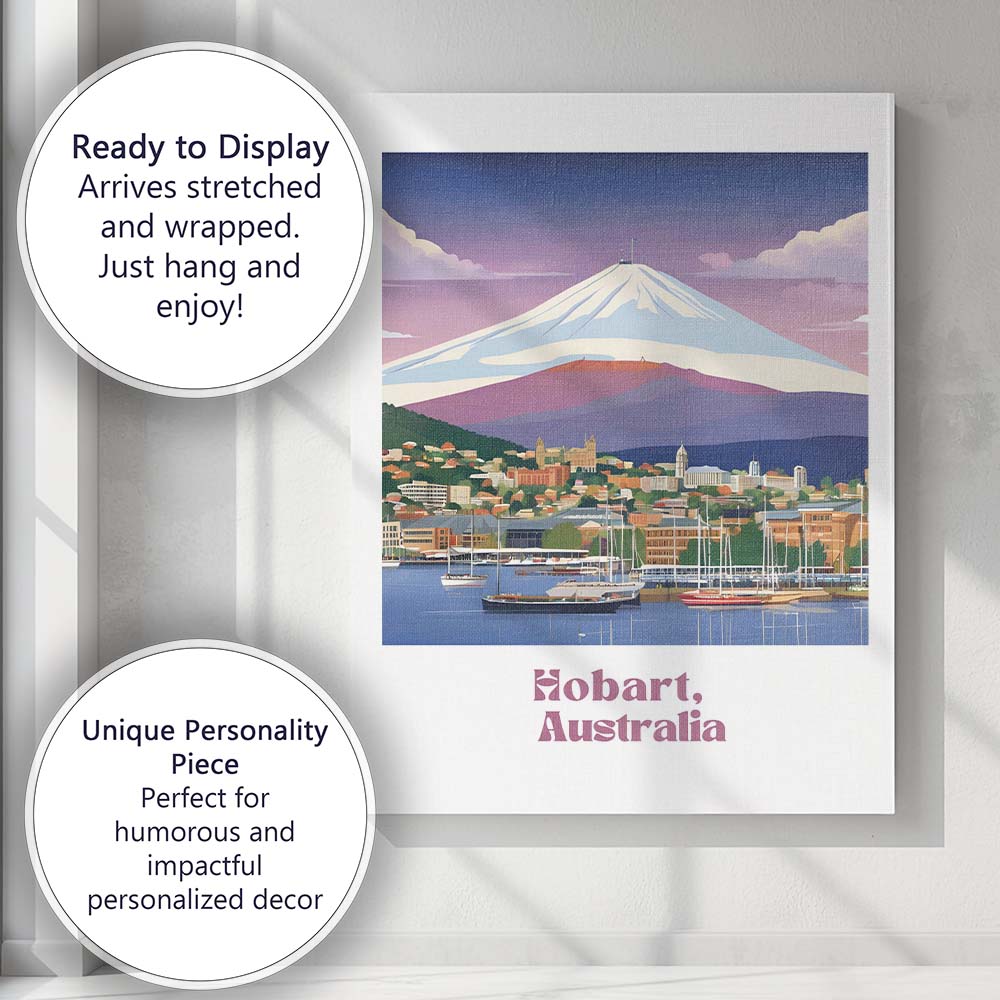 Hobart Mount Wellington Harbour Twilight Landscape Travel Poster Canvas Wall Art Print Decor Picture Ready to Hang