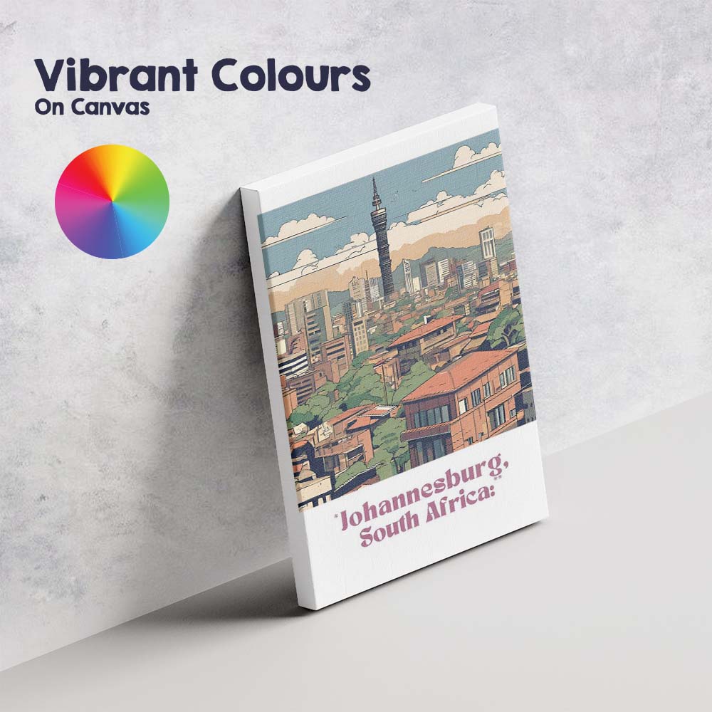 Johannesburg Skyline Hilltop Urban Panorama Travel Poster Canvas Wall Art Print Decor Picture Ready to Hang
