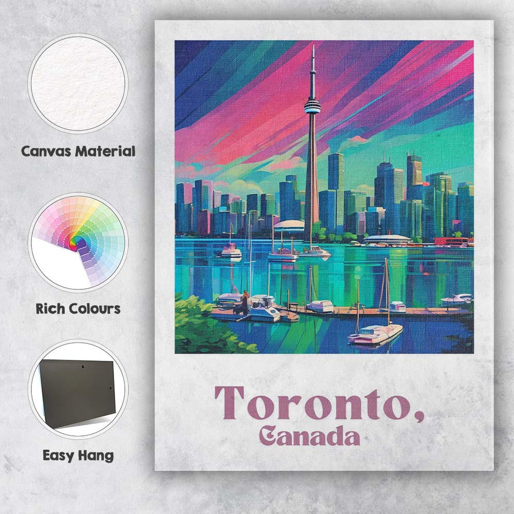 Modern Toronto Skyline CN Tower Waterfront Travel Poster Canvas Wall Art Print Decor Picture Ready to Hang