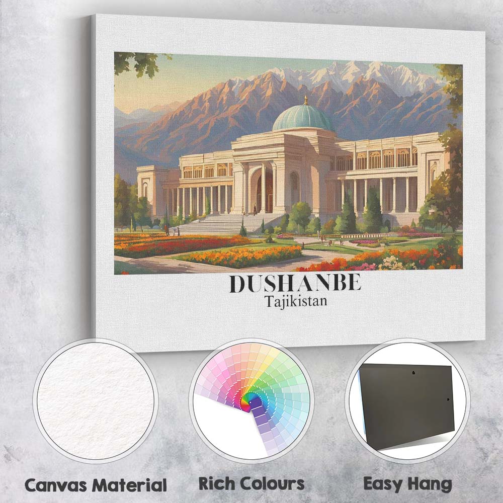 Scenic Dushanbe Mountain Palace Landscape Travel Poster Canvas Wall Art Print Decor Picture Ready to Hang