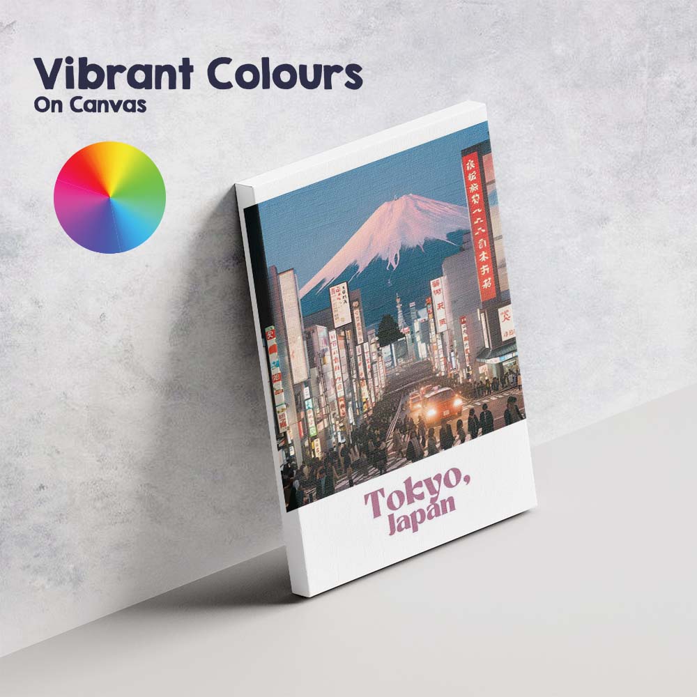 Tokyo Japan Mount Fuji Neon City Skyline Travel Poster Canvas Wall Art Print Decor Picture Ready to Hang