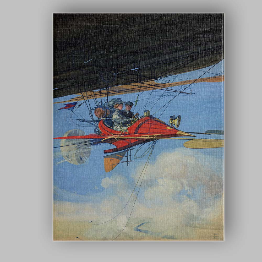 Retro Steampunk Airship Flying Machine Fantasy Illustration Canvas Wall Art Print Decor Picture Ready to Hang