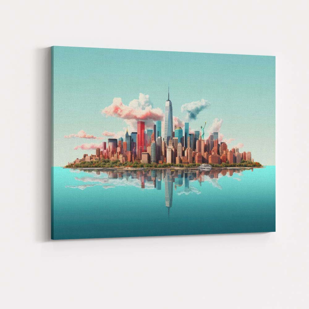 Modern New York Skyline Reflection Cityscape Canvas Wall Art Print Decor Picture Ready to Hang