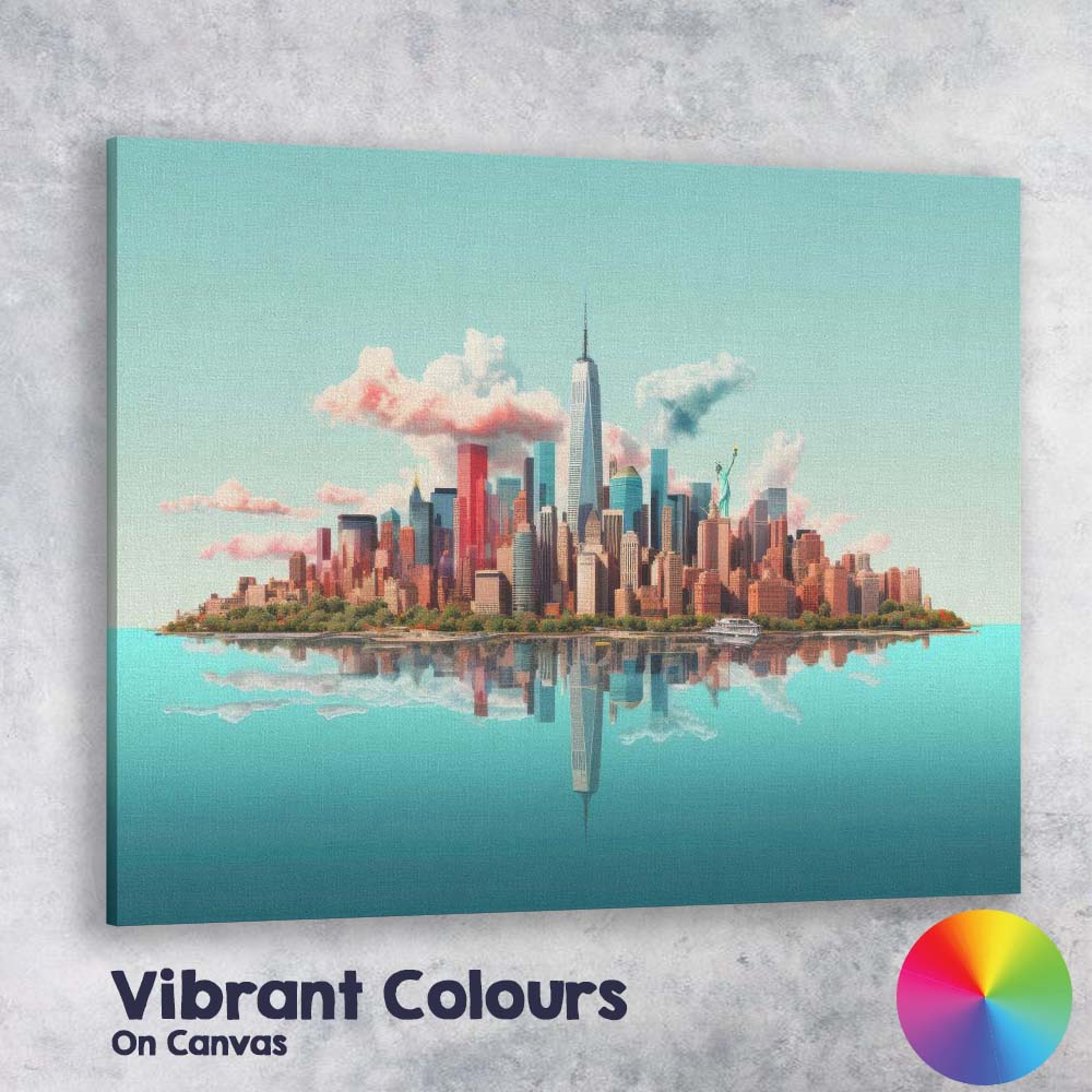 Modern New York Skyline Reflection Cityscape Canvas Wall Art Print Decor Picture Ready to Hang
