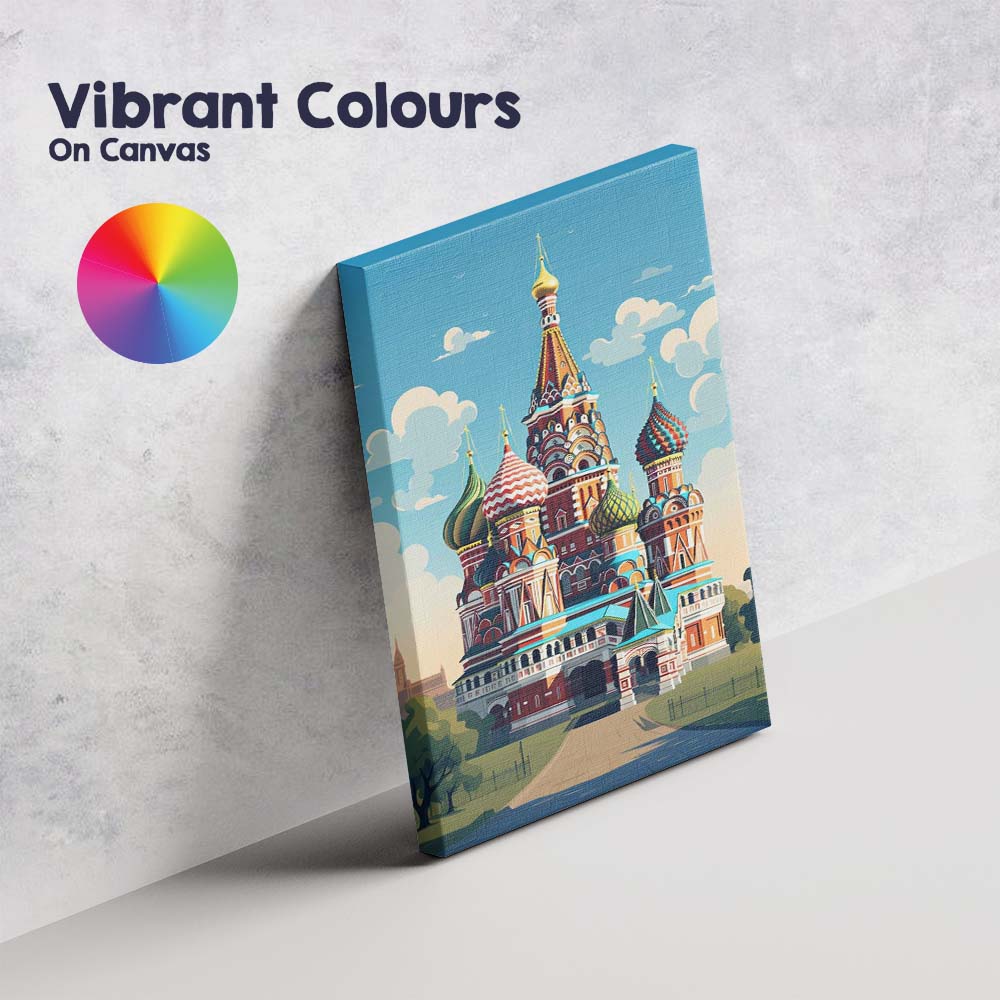 Colourful Saint Basils Cathedral Moscow Landmark Travel Poster Canvas Wall Art Print Decor Picture Ready to Hang