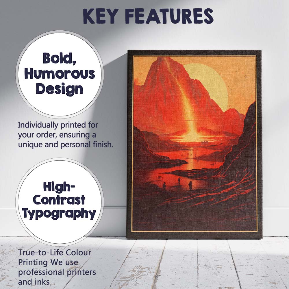 Retro Red Mountain Eclipse Landscape Travel Poster Canvas Wall Art Print Decor Picture Ready to Hang
