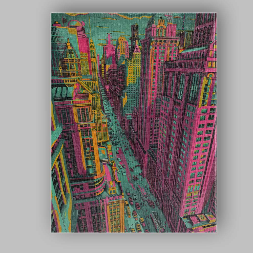 Neon Pop Art Metropolitan Street City Skyline Canvas Wall Art Print Decor Picture Ready to Hang