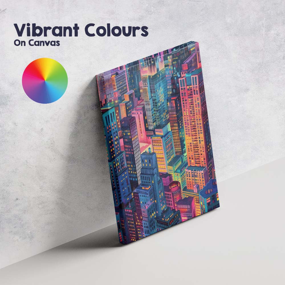 Colourful Modern City Skyline Aerial Architecture Canvas Wall Art Print Decor Picture Ready to Hang