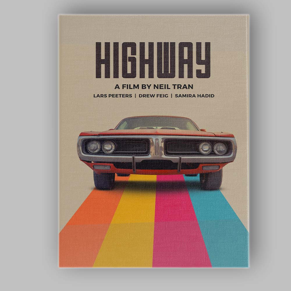 Retro Classic Muscle Car Highway Movie Poster Style Canvas Wall Art Print Decor Picture Ready to Hang