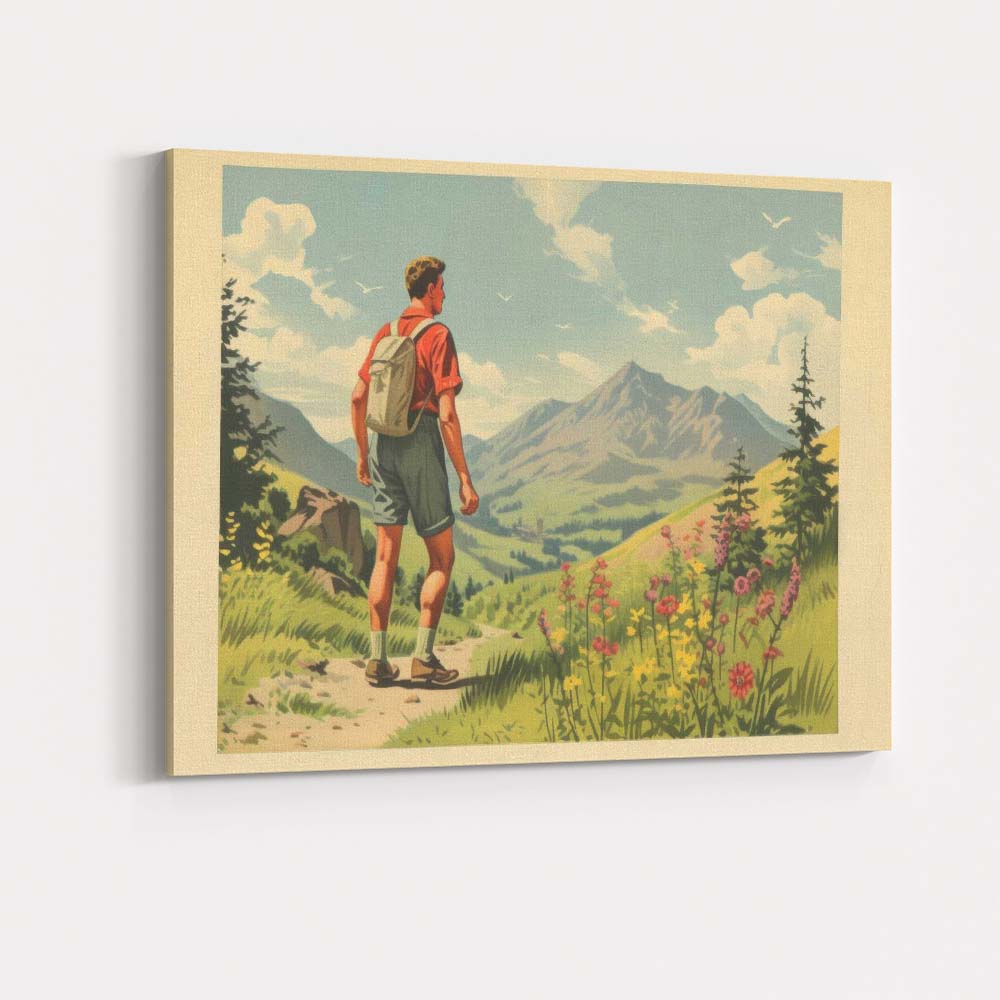 Retro Mountain Hiking Adventure Landscape Travel Poster Canvas Wall Art Print Decor Picture Ready to Hang