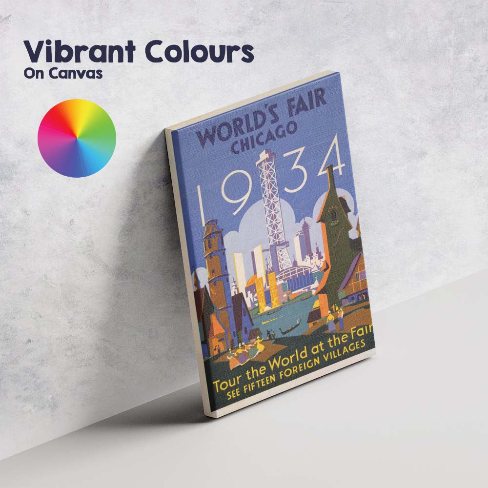 Art Deco Chicago Worlds Fair International Exhibition Poster Canvas Wall Art Print Decor Picture Ready to Hang