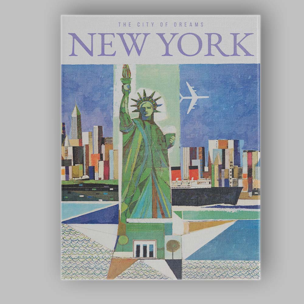 Modern New York Statue of Liberty Skyline Travel Poster Canvas Wall Art Print Decor Picture Ready to Hang