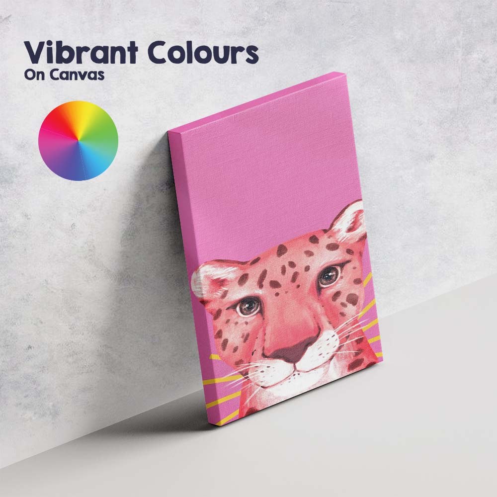 Pink Leopard Portrait Pop Art Animal Illustration Canvas Wall Art Print Decor Picture Ready to Hang