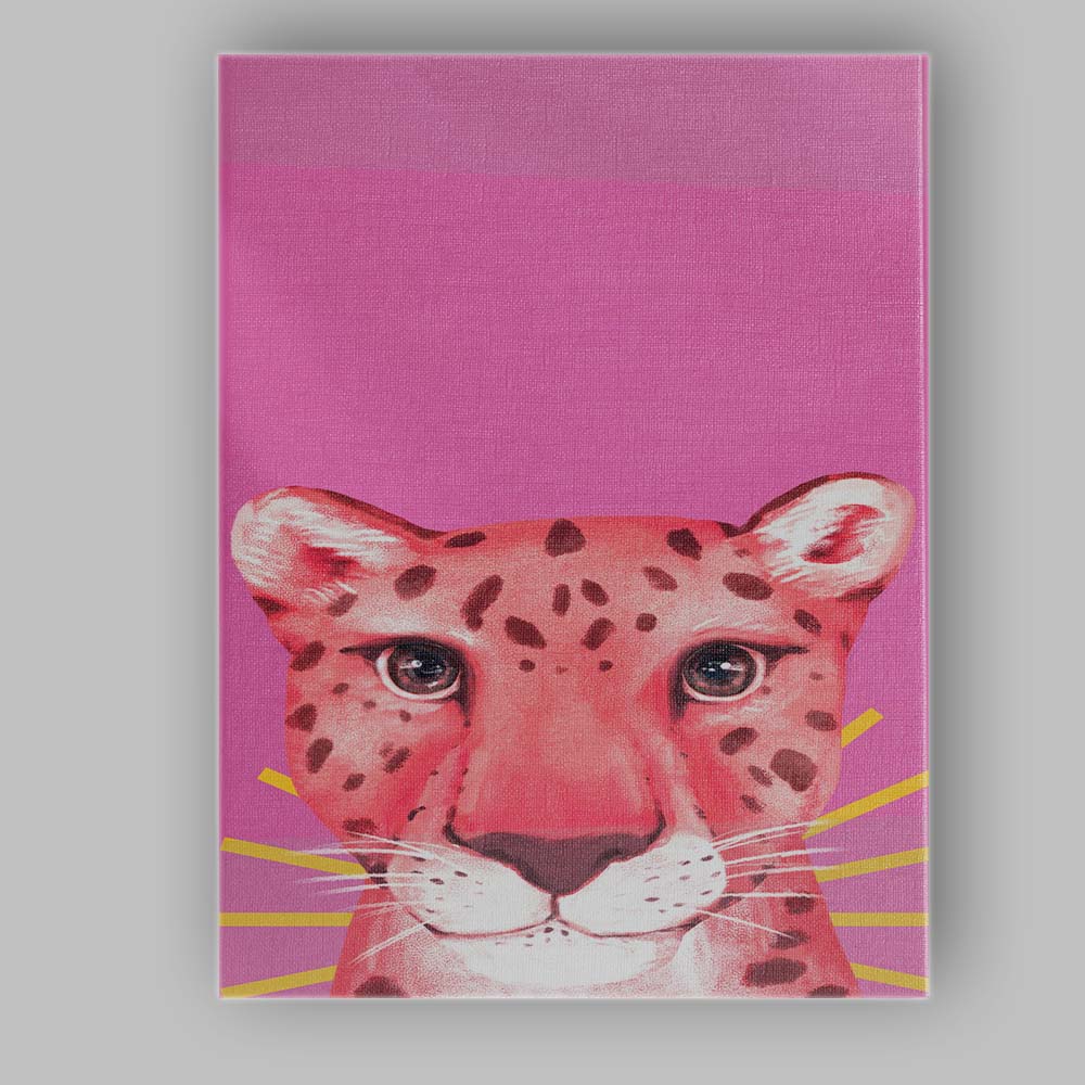 Pink Leopard Portrait Pop Art Animal Illustration Canvas Wall Art Print Decor Picture Ready to Hang