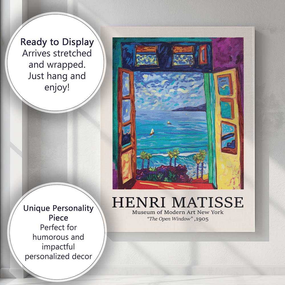 Henri Matisse Open Window Coastal Art Exhibition Canvas Wall Art Print Decor Picture Ready to Hang