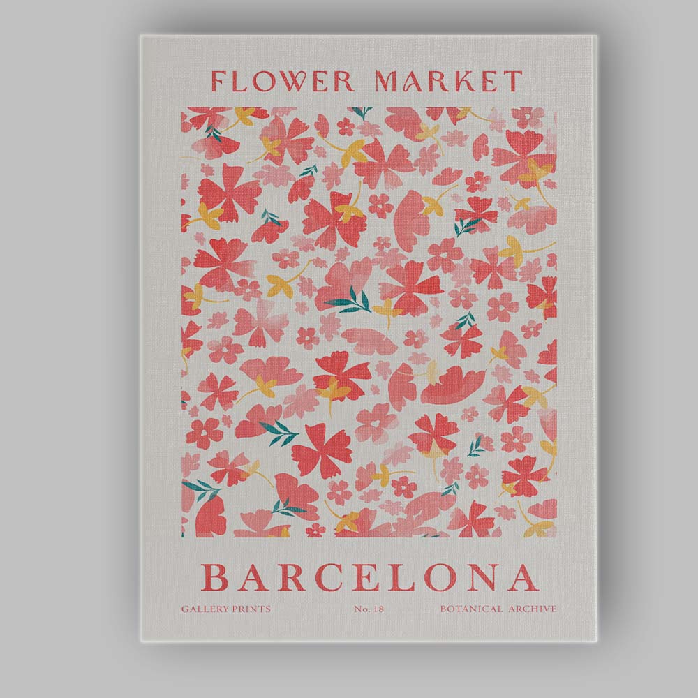 Barcelona Flower Market Botanical Floral Poster Canvas Wall Art Print Decor Picture Ready to Hang