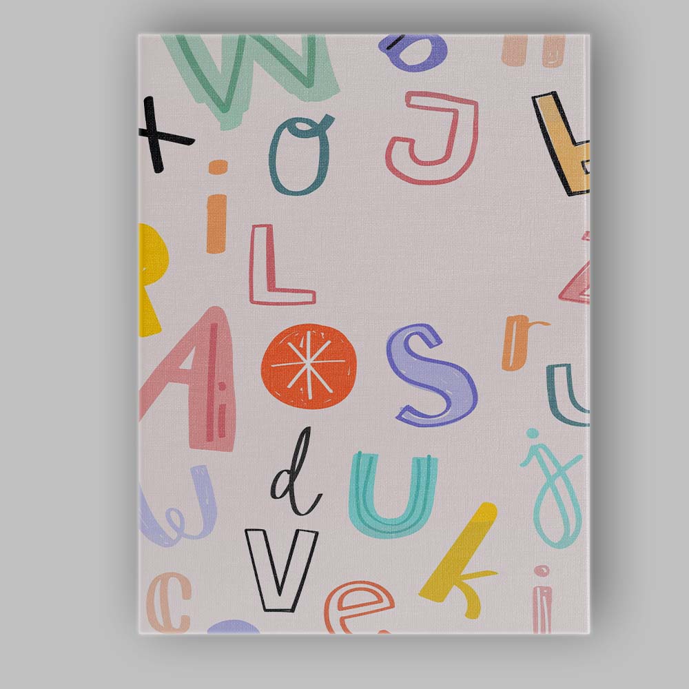 Colourful Abstract Alphabet Letters Typography Pattern Canvas Wall Art Print Decor Picture Ready to Hang